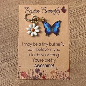 Blue Butterfly and Daisy Charm